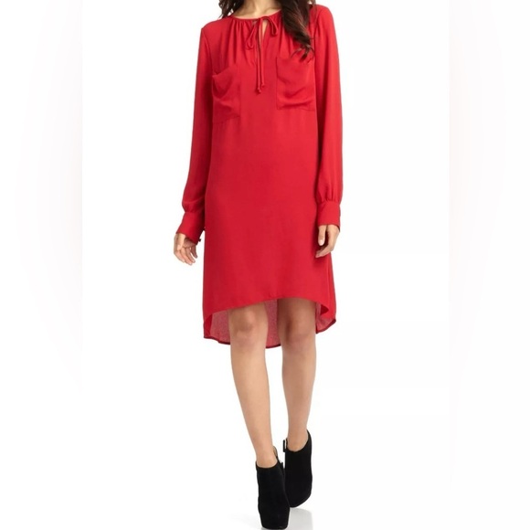 BCBGMAXAZRIA Red Darrel Long Sleeve Shift Dress - Picture 1 of 11